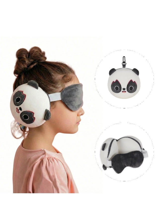 VEA Kids Pillow with Eye Mask – Panda Design, Travel Pillow for Kids, Portable Sleeping Pillow for Flights, Car Rides & Nap Time - Image 1